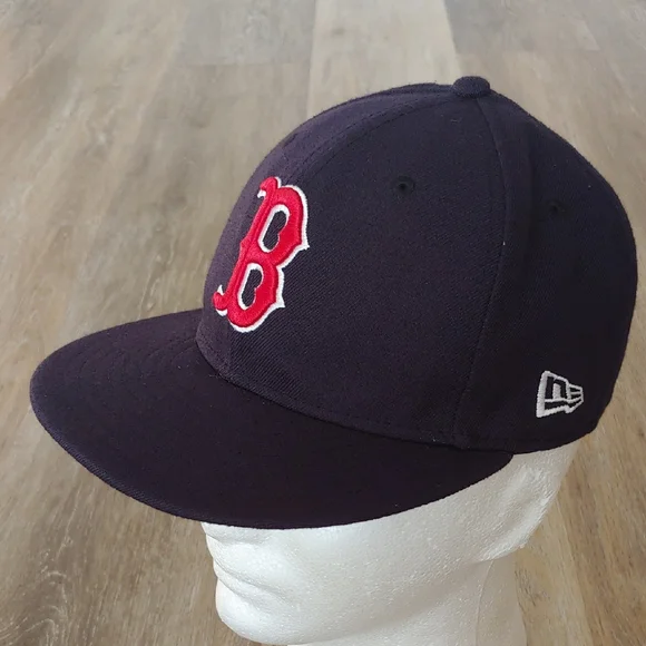 New Era 59Fifty On Field MLB Boston Red Sox Fitted Cap Hat Navy Blue Size 7 - Picture 1 of 9